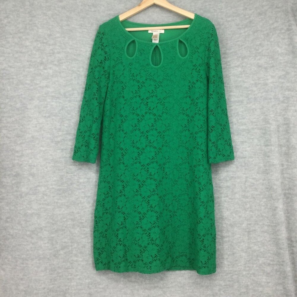 Laundry by Design Dress Medium Green Lace Long Sleeve Shift Cocktail
